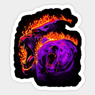 Gorilla and bear from hell Sticker